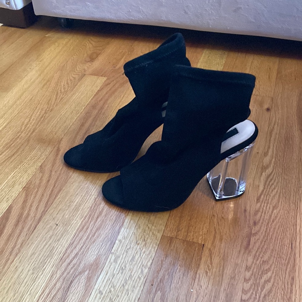 Forever 21 Black Heels with Modern Clear Heel